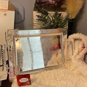 Alphine Cuisine Metal Serving Tray size small 14”x10” 1/2”